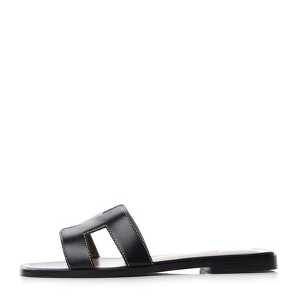 Hermes Box Calfskin Oran Sandals 37 Black 1 of 9