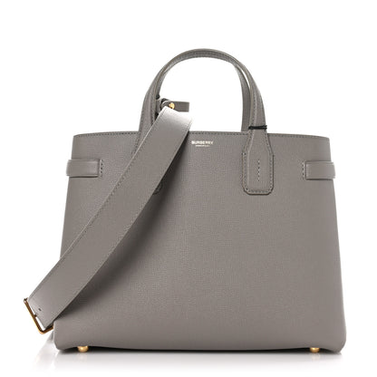 Burberry Grainy Calfskin House Check Medium Banner Tote Taupe Brown 1 of 8