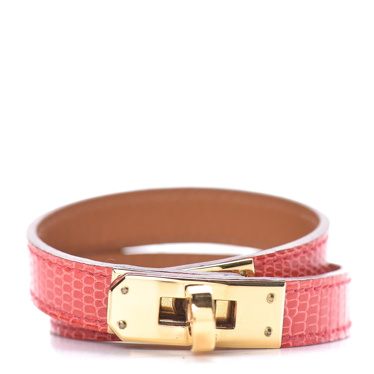 Hermes Lizard Kelly Double Tour Bracelet S Bougainvillea 1 of 6