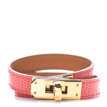 Hermes Lizard Kelly Double Tour Bracelet S Bougainvillea 1 of 6