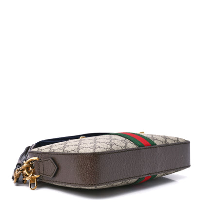 Gucci GG Supreme Monogram Textured Dollar Calfskin Web Ophidia Wristlet Shoulder Bag Beige Ebony New Acero 4 of 12