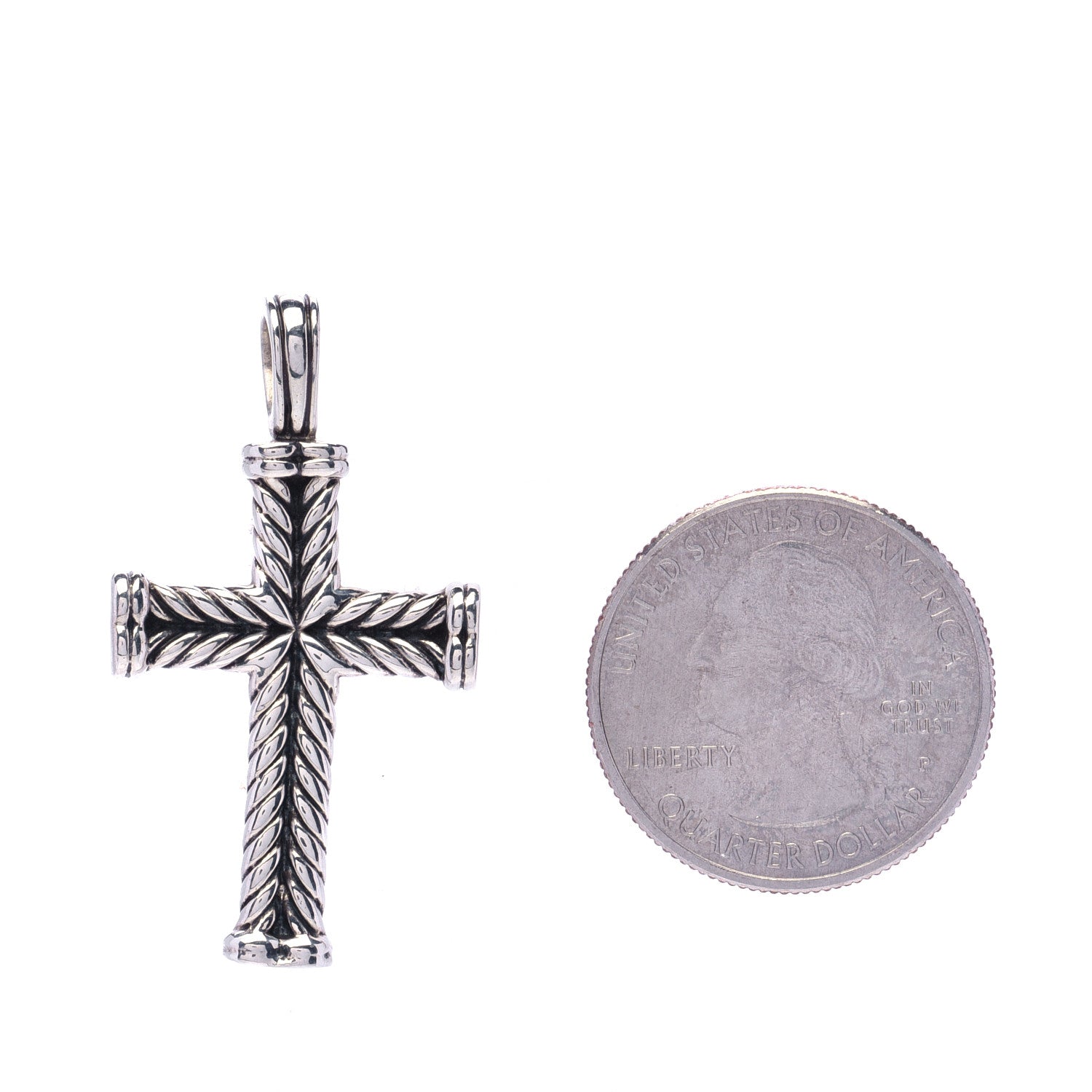 David Yurman Sterling Silver Mens Chevron Cross Pendant 2 of 4