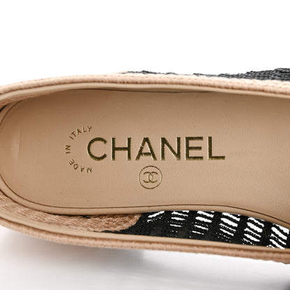 Chanel Raffia Cap Toe Ballerina Flats 36.5 Black Beige 7 of 9