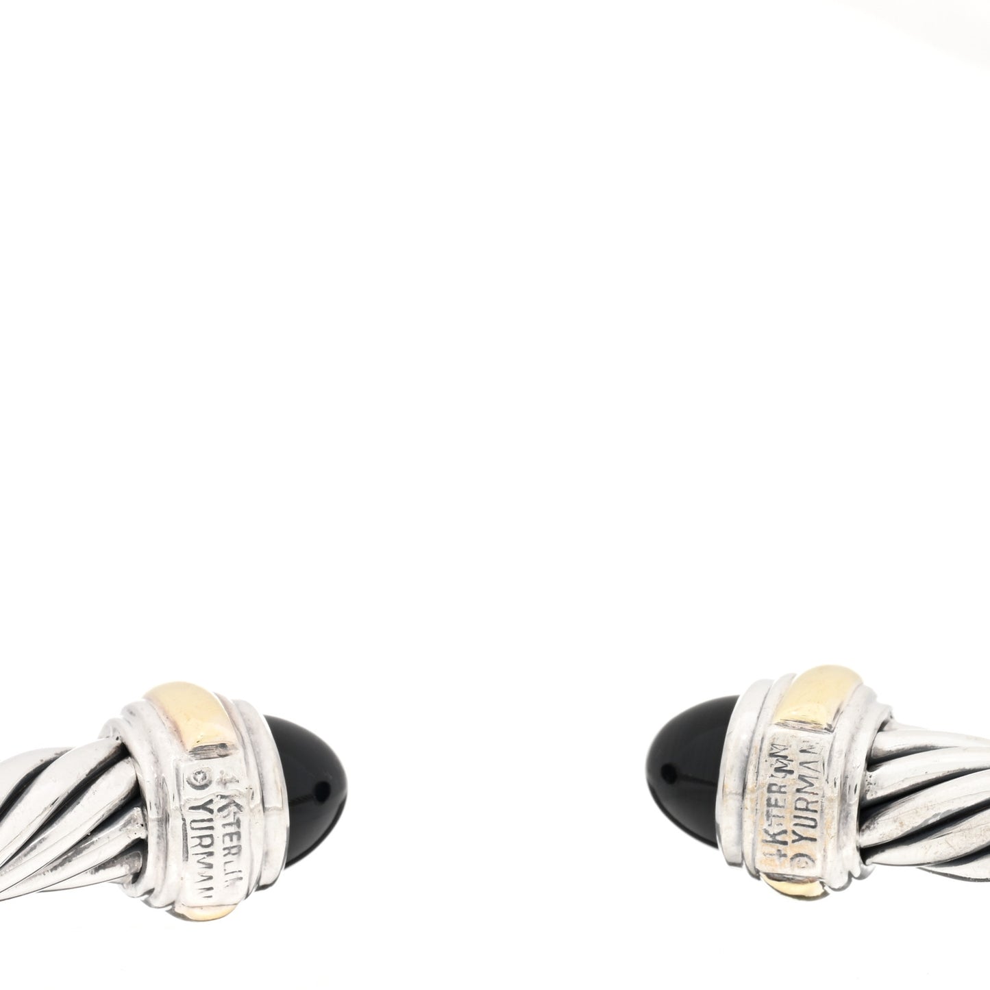 Sterling Silver 14K Yellow Gold Black Onyx 7mm Cable Classics Bracelet