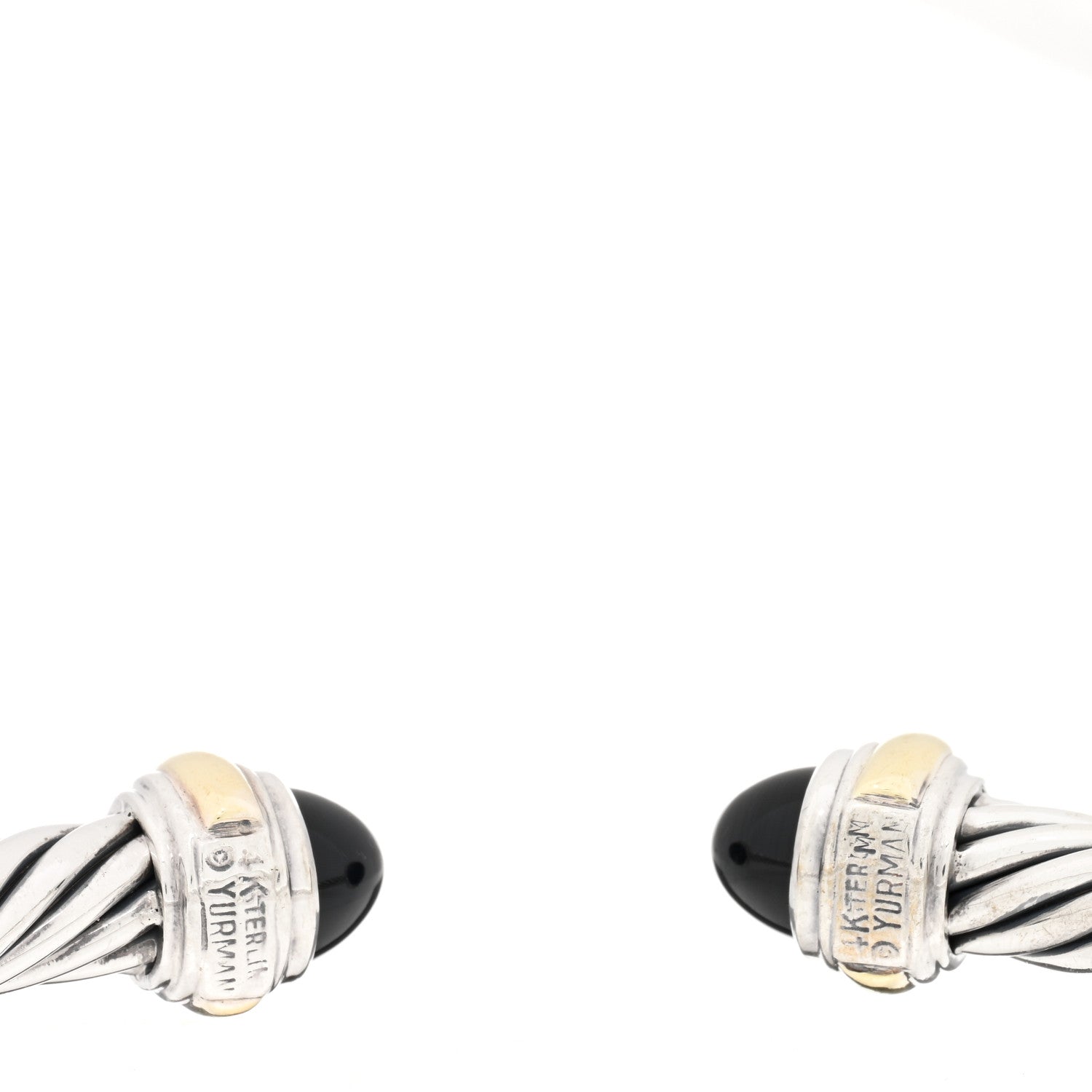 David Yurman Sterling Silver 14K Yellow Gold Black Onyx 7mm Cable Classics Bracelet 3 of 3