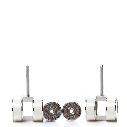 Hermes Palladium Lacquered Pop H Earrings White 3 of 4