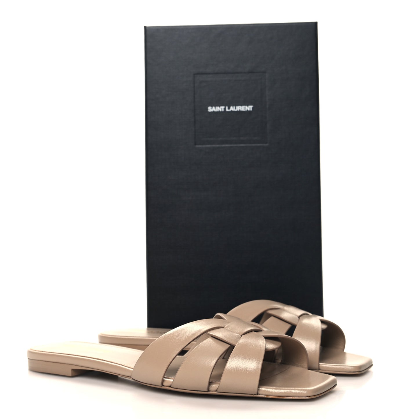 Calfskin Tribute 05 Slide Sandals 39 Dark Beige