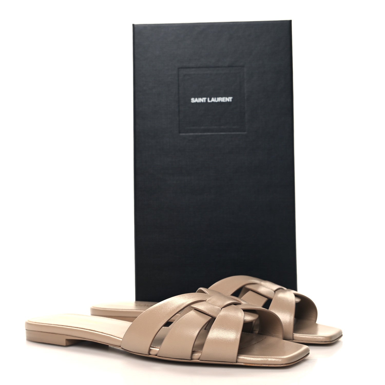Saint Laurent Calfskin Tribute 05 Slide Sandals 39 Dark Beige 10 of 10