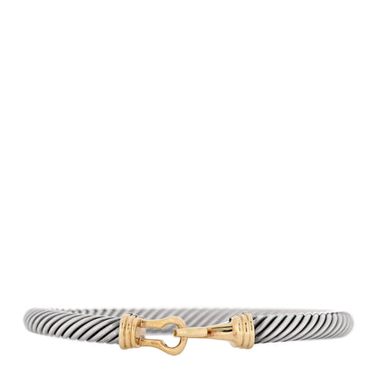 David Yurman Sterling Silver 14K Yellow Gold 5mm Cable Classic Buckle Bracelet 1 of 3
