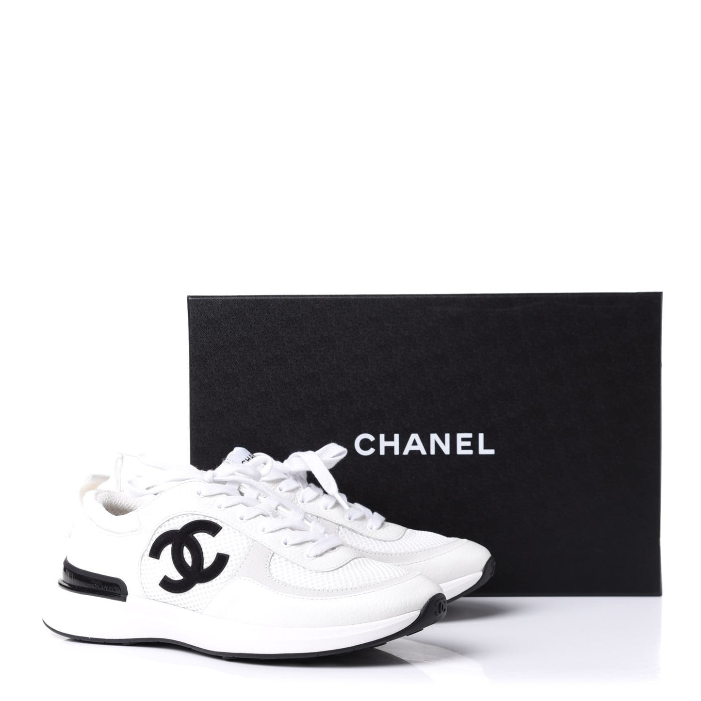 Calfskin Mesh Lycra Suede Womens Logo Sneakers 37.5 White