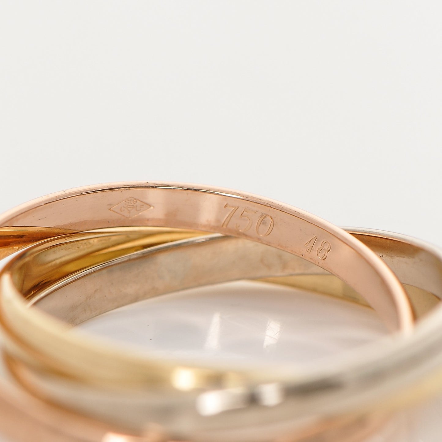 18K Pink Yellow White Gold Extra Small Trinity Ring 48 4.5