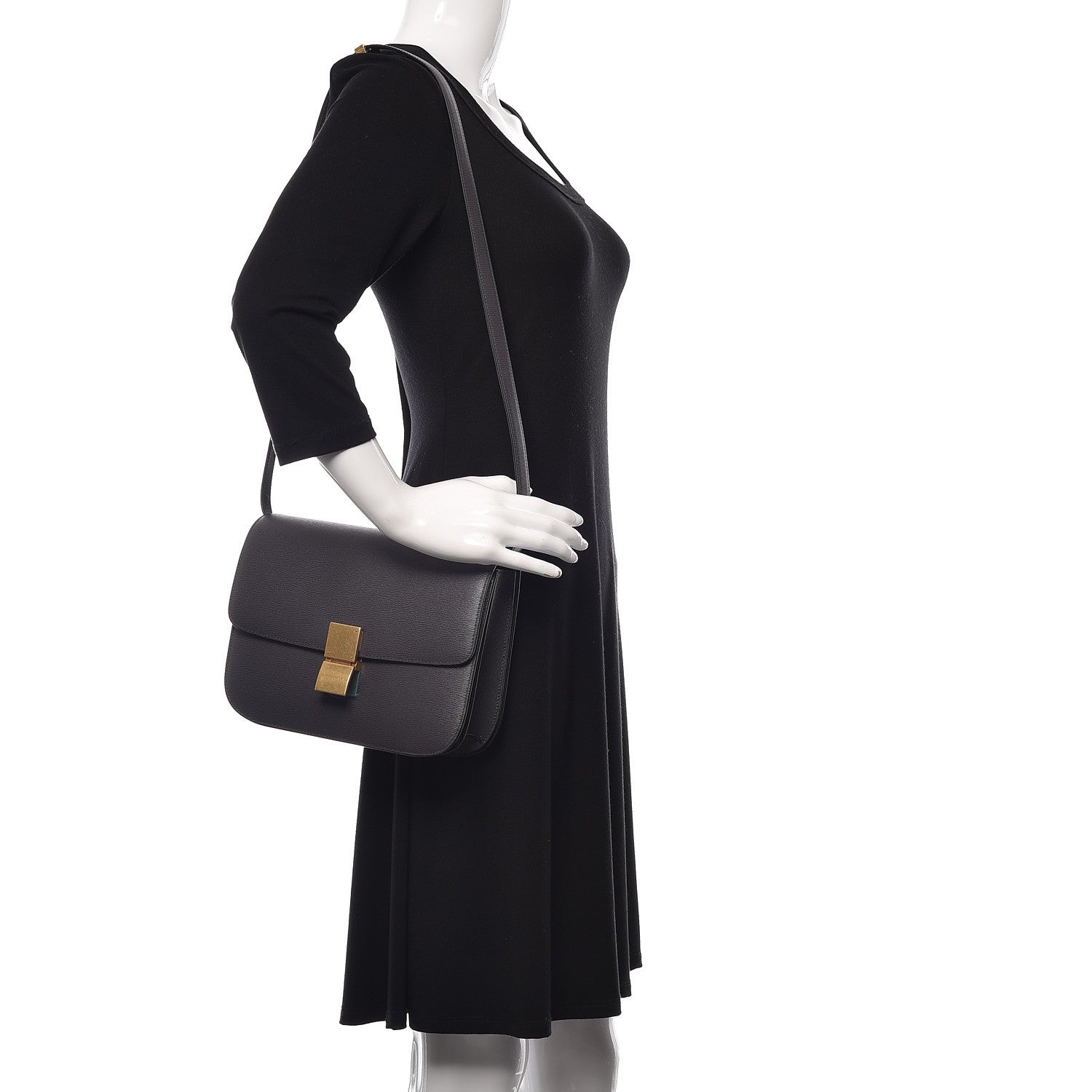 Celine Liege Calfskin Medium Classic Box Flap Bag Liquorice 2 of 10