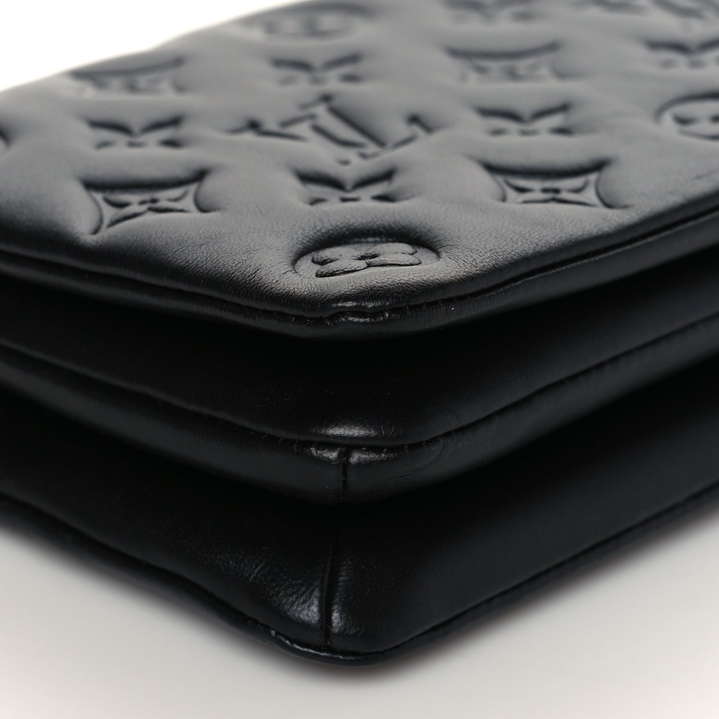 Lambskin Embossed Monogram Pochette Coussin Black
