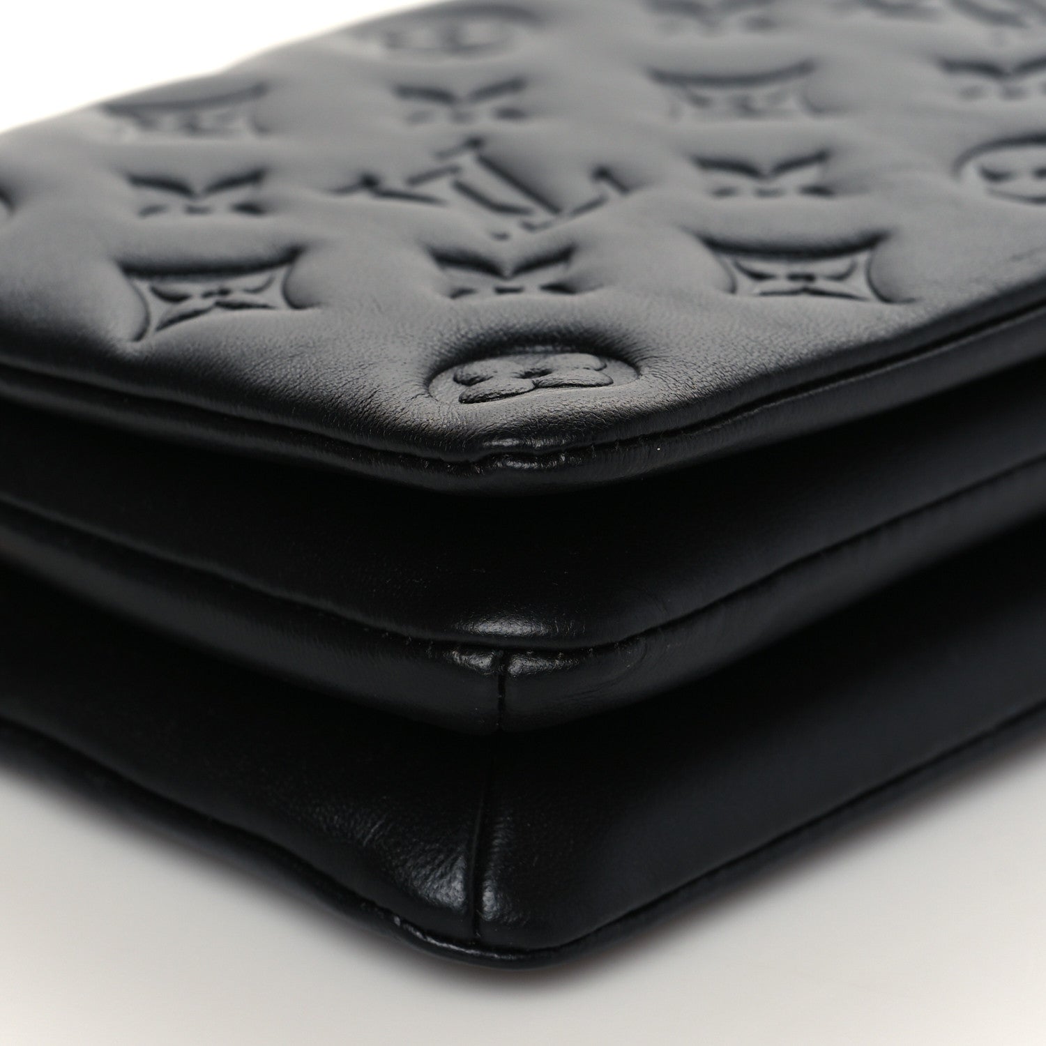 Louis Vuitton Lambskin Embossed Monogram Pochette Coussin Black 8 of 9
