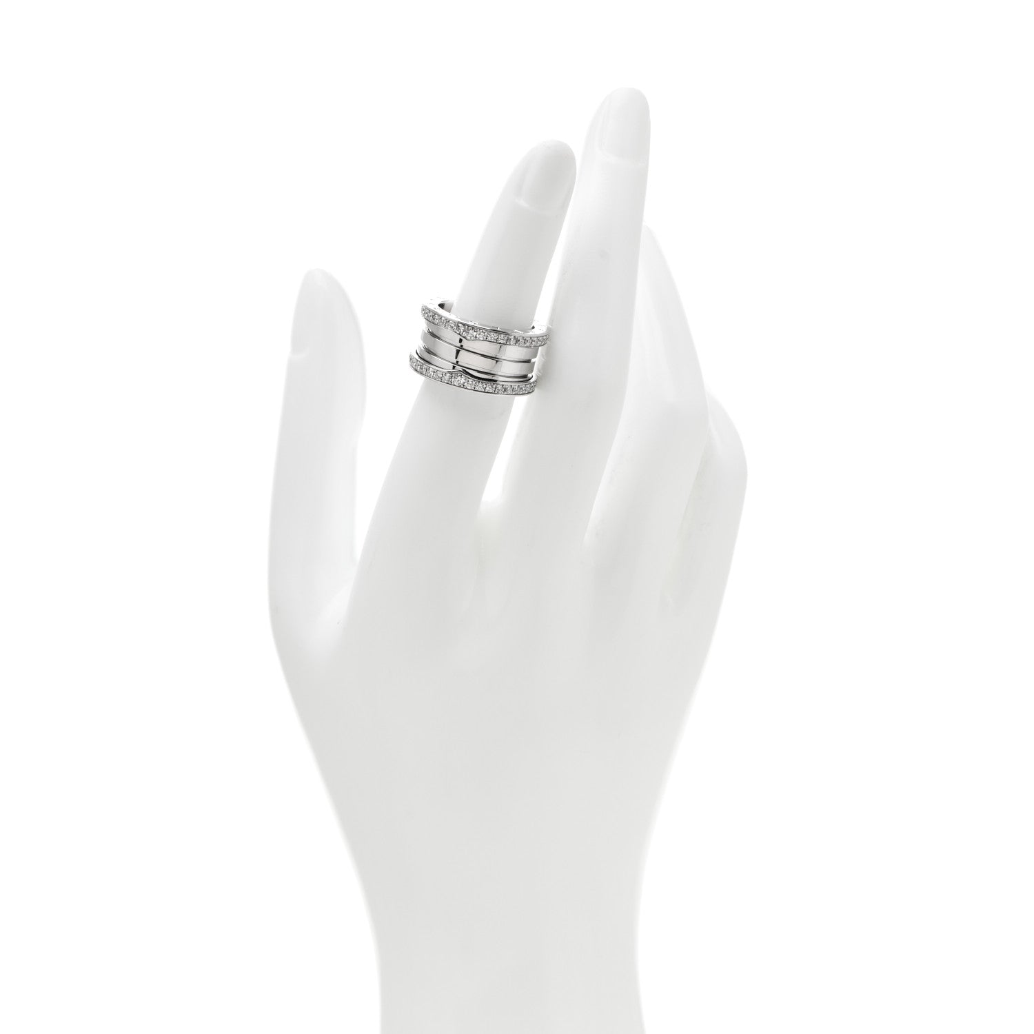 Bulgari 18K White Gold Diamond B.Zero1 Four-Band Pave Ring 52 6 2 of 6