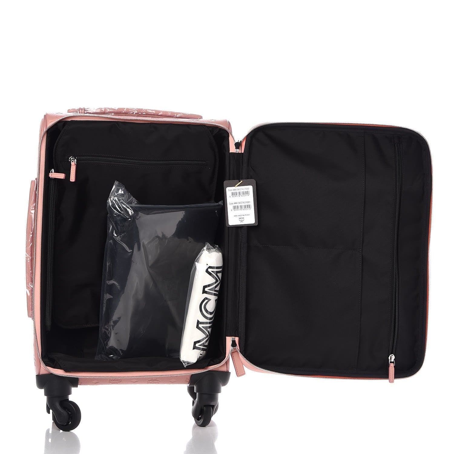MCM Calfskin Ottomar Monogram Rolling Luggage Pink 6 of 8