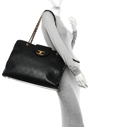 Chanel Calfskin Stitched XL Weekender Black 2 of 12