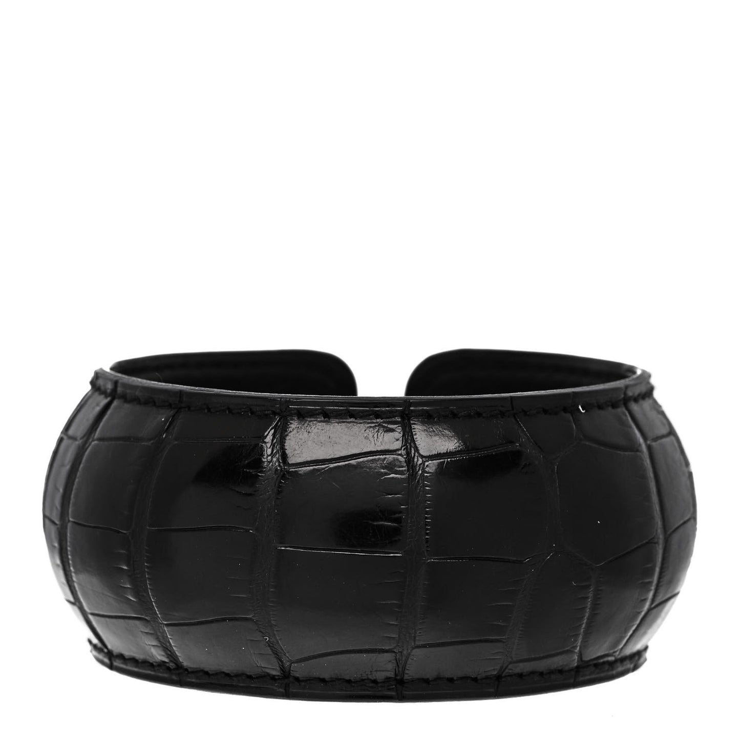 Shiny Alligator Extra Large Astral Cut Bracelet Black