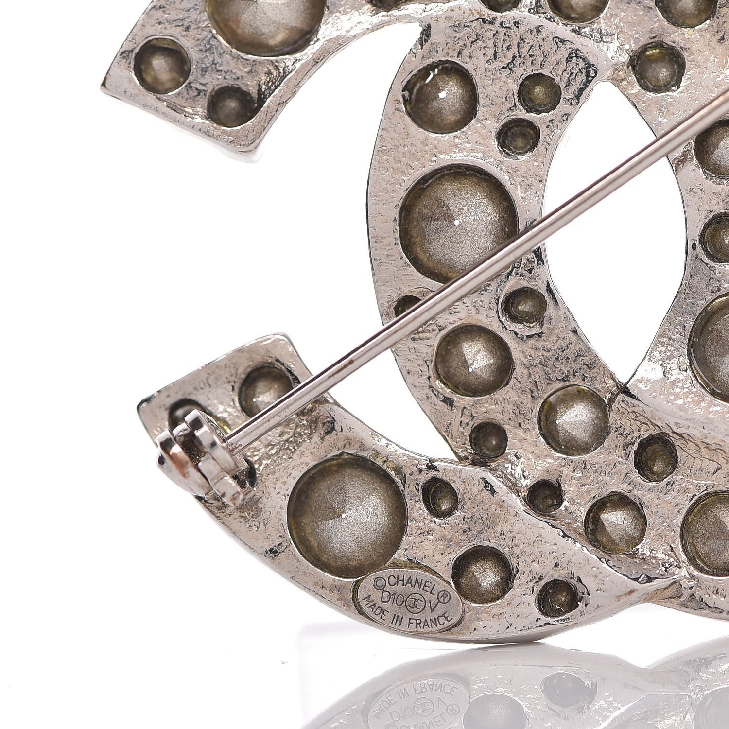 Chanel Crystal CC Brooch Silver 4 of 5