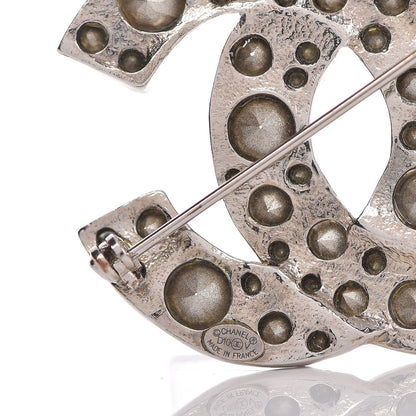 Chanel Crystal CC Brooch Silver 4 of 5