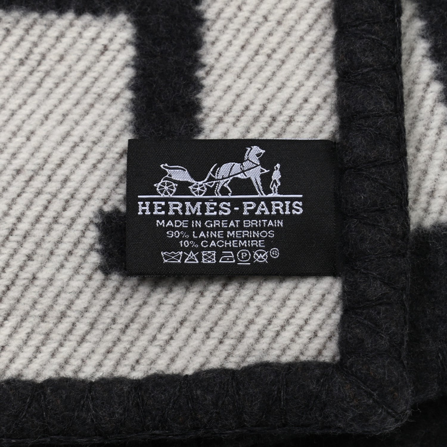 Hermes Wool Cashmere Avalon Blanket Ecru Gris Fonce 5 of 6