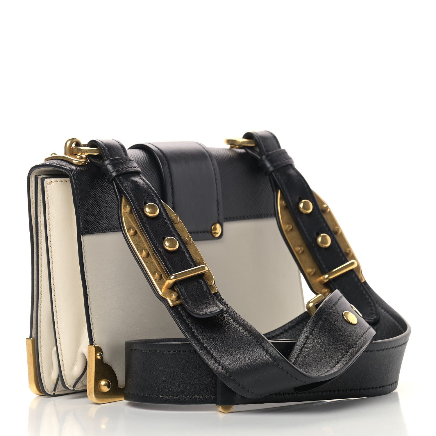 Prada City Calf Saffiano Cahier Bag Talco Black 3 of 10