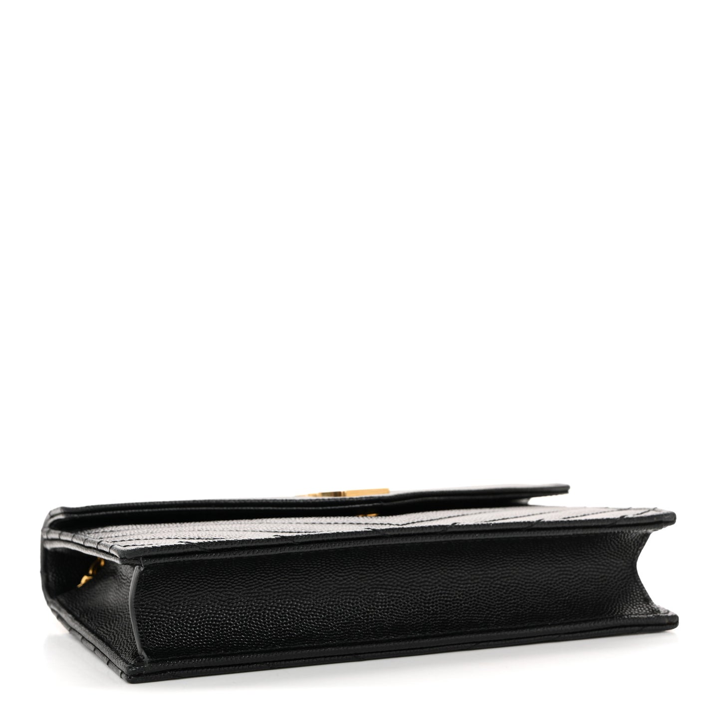 Grain De Poudre Matelasse Chevron Monogram Envelope Chain Wallet Black