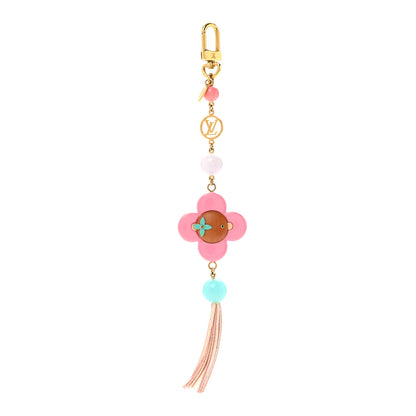 Louis Vuitton Resin Wood Vivienne Bag Charm Fuchsia Ecru White Caramel 1 of 5