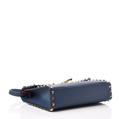 Valentino Garavani Pebbled Calfskin Medium Rockstud Flip Lock Crossbody Bag Peacock 4 of 11