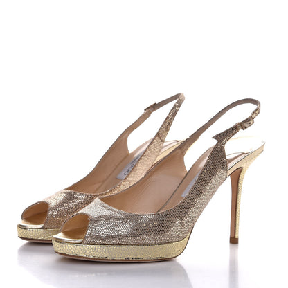 Jimmy Choo Glitter Fabric Nova Pumps 39.5 Gold 3 of 10