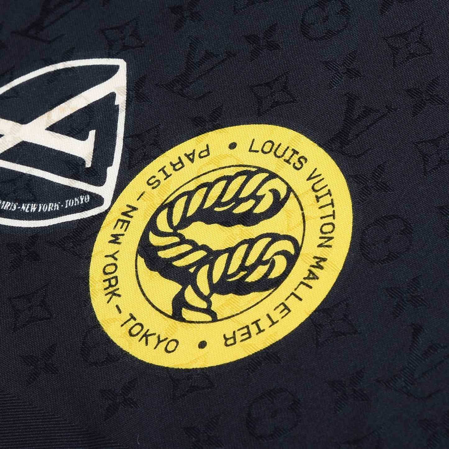Silk Wool Monogram World Tour Shawl Black