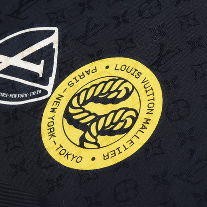 Louis Vuitton Silk Wool Monogram World Tour Shawl Black 4 of 11