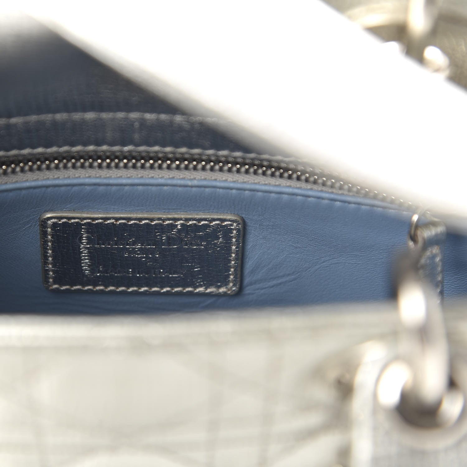 Christian Dior Metallic Grained Calfskin Cannage Small Lucky Badges My Lady Dior Silver 8 of 9