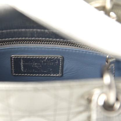 Christian Dior Metallic Grained Calfskin Cannage Small Lucky Badges My Lady Dior Silver 8 of 9