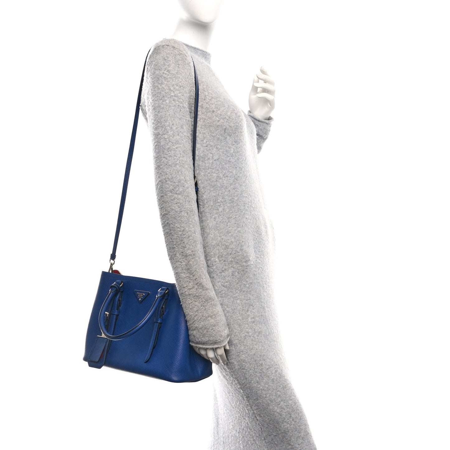 Saffiano Cuir Small Double Bag Inchiostro Fuoco