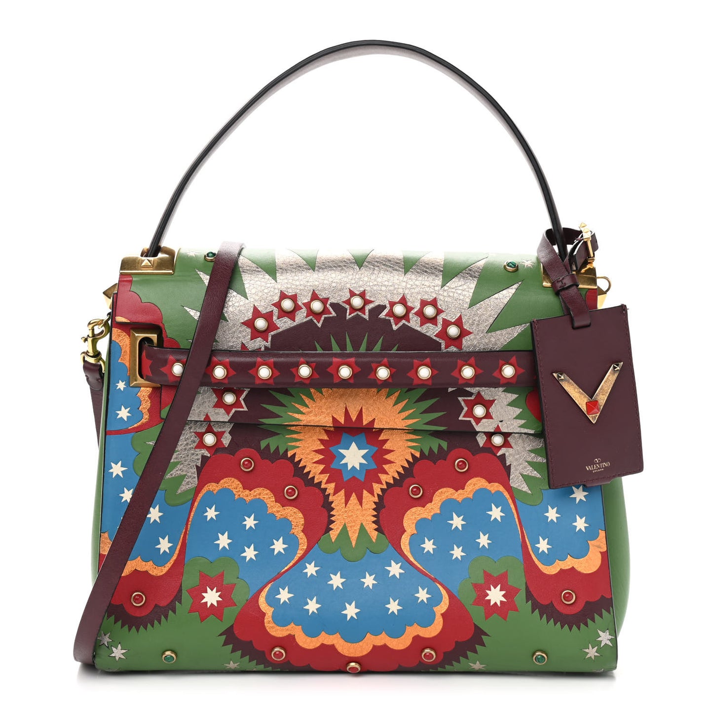 Calfskin Enchanted Wonderland My Rockstud Frame Bag Green