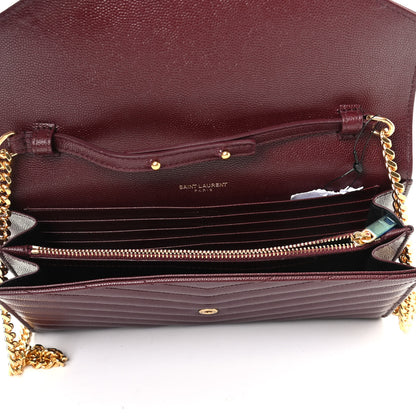 Saint Laurent Grain De Poudre Matelasse Chevron Monogram Chain Wallet Rouge Legion 5 of 9