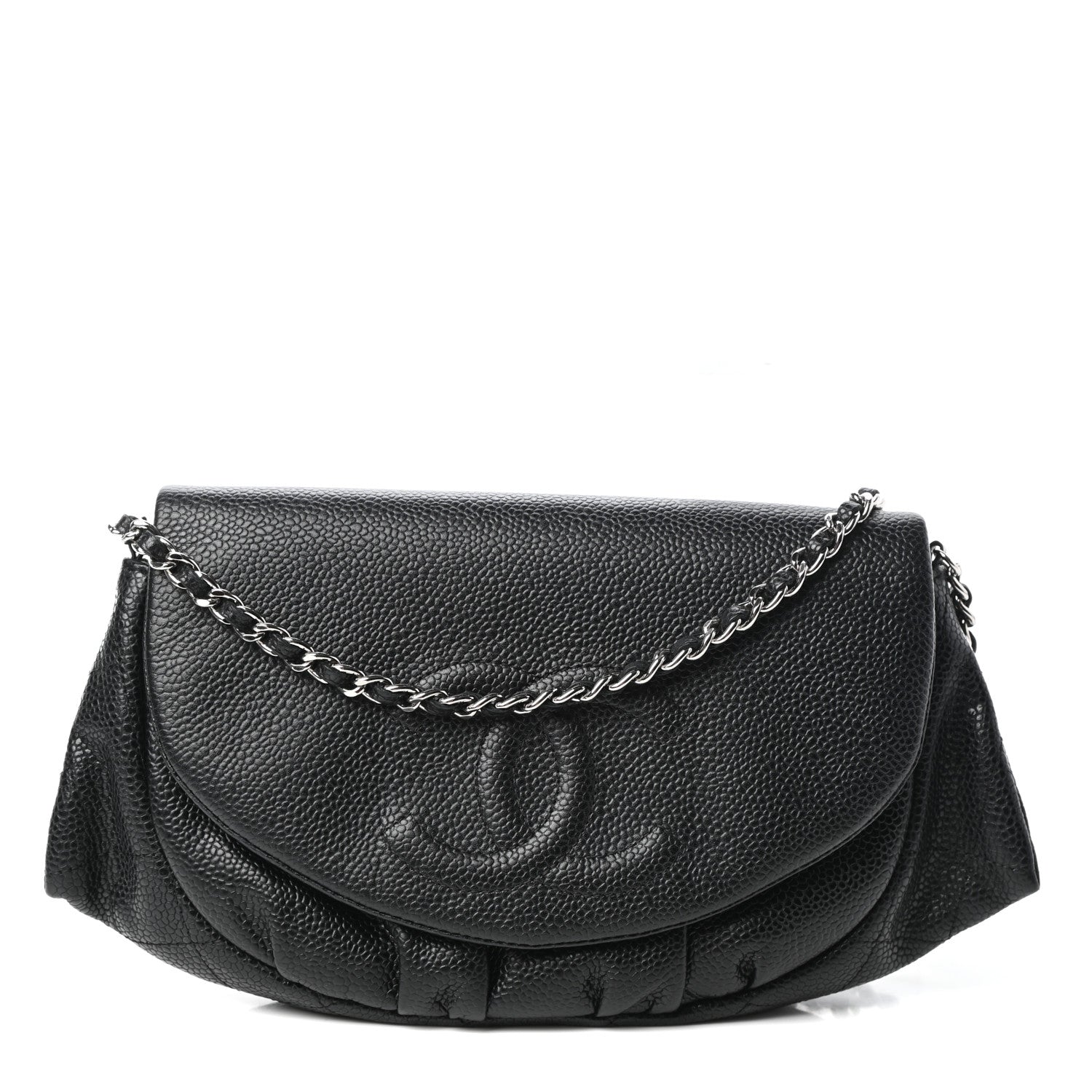 Chanel Caviar Half Moon Wallet On Chain WOC Black 1 of 11