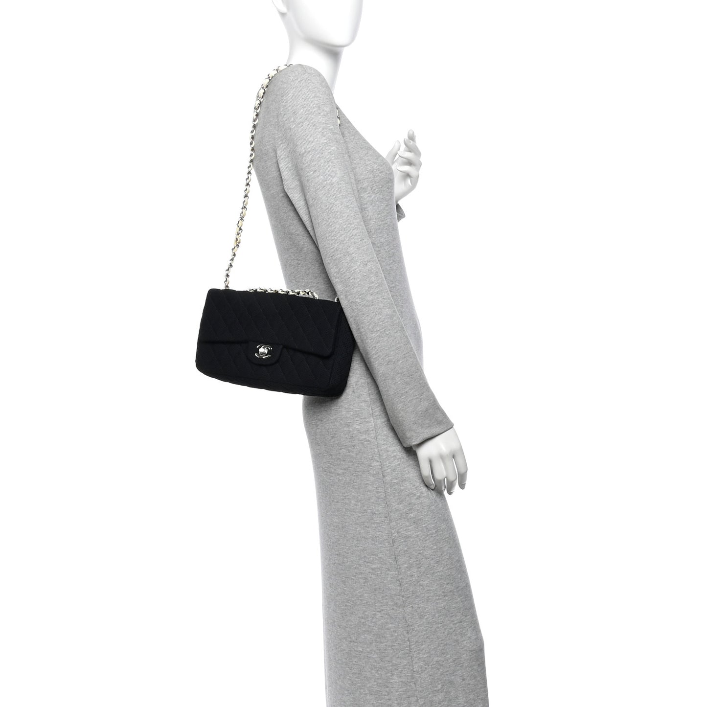 Neoprene Quilted Medium Single Flap Black