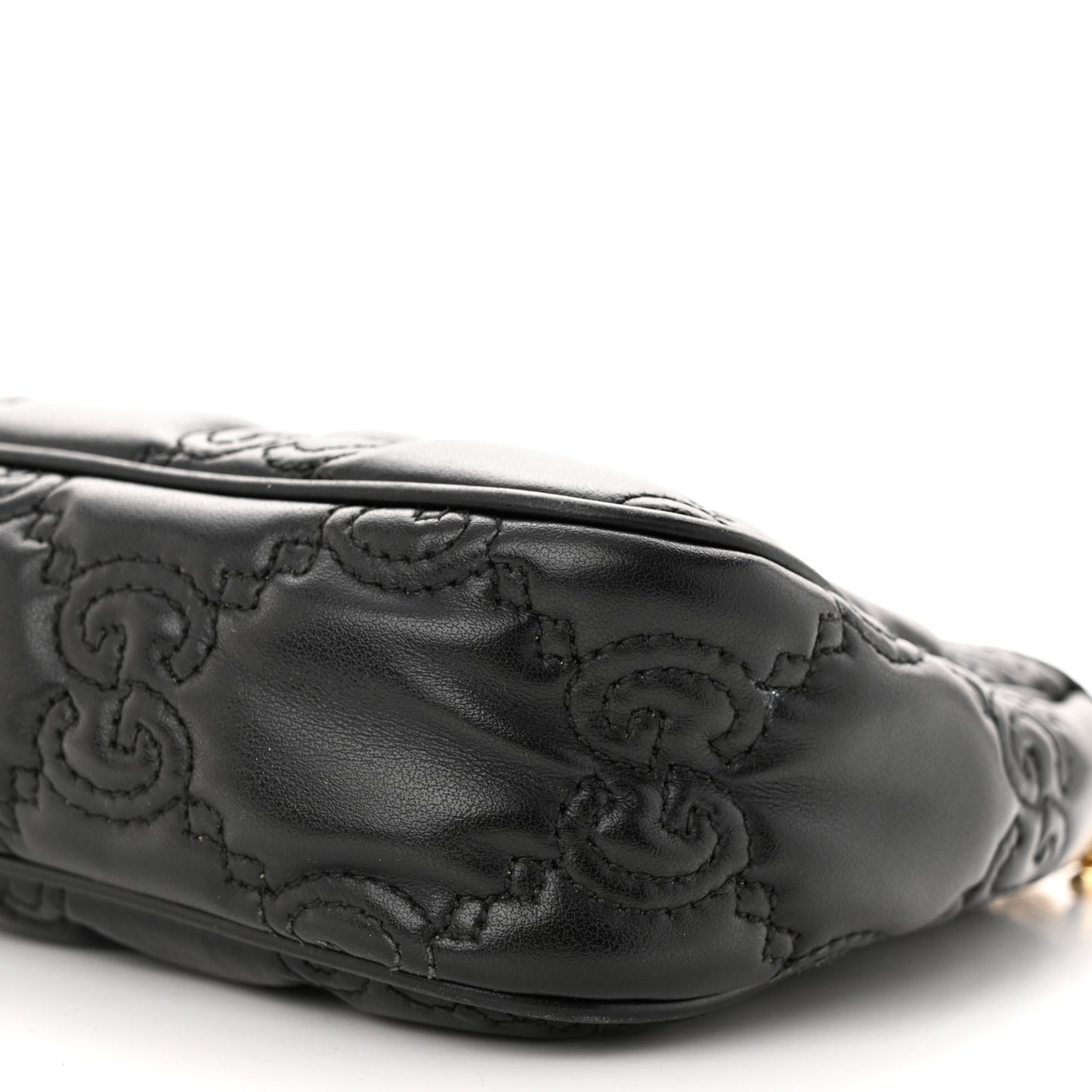 Calfskin GG Matelasse Chain Handbag Black Natural