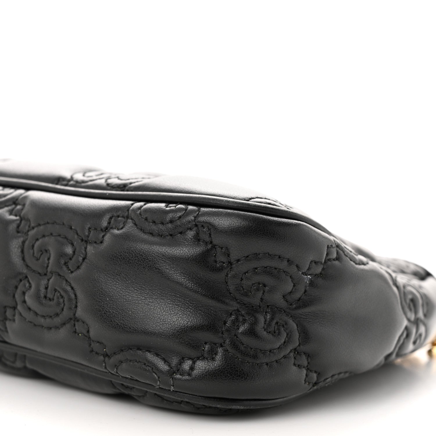 Gucci Calfskin GG Matelasse Chain Handbag Black Natural 10 of 12
