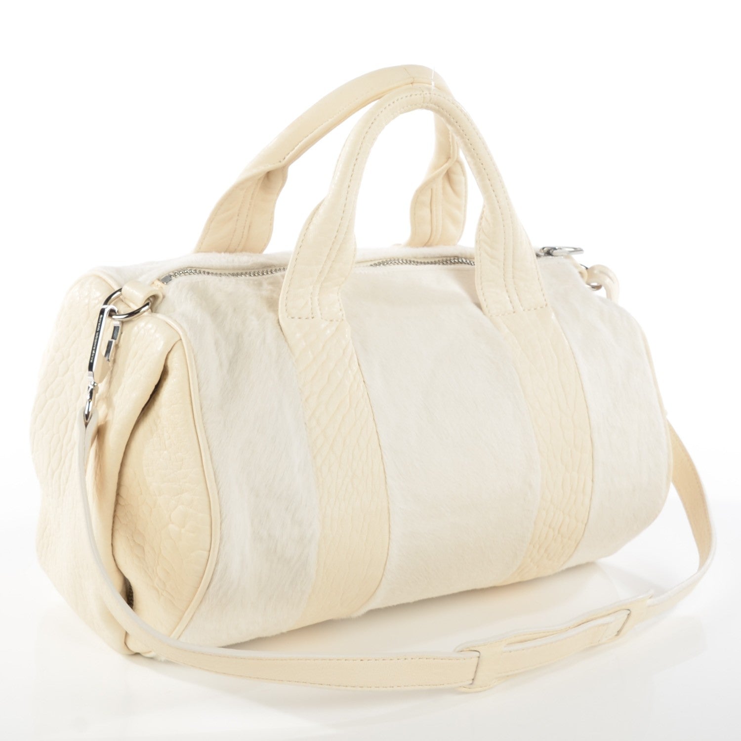 Alexander Wang Pebbled Lambskin Pony Hair Rocco White Rhodium Hardware 3 of 8