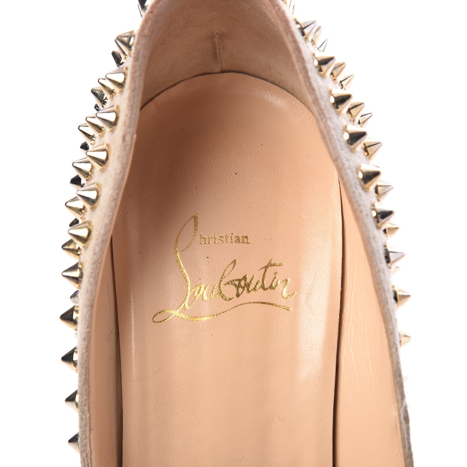 Christian Louboutin Veau Velours Patent Lady Peep Spikes 150 Pumps 36 Stone 11 of 14