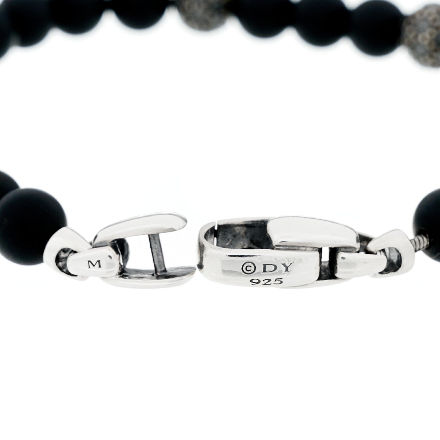 Sterling Silver Black Diamond Black Onyx 6mm Spiritual Beads Bracelet