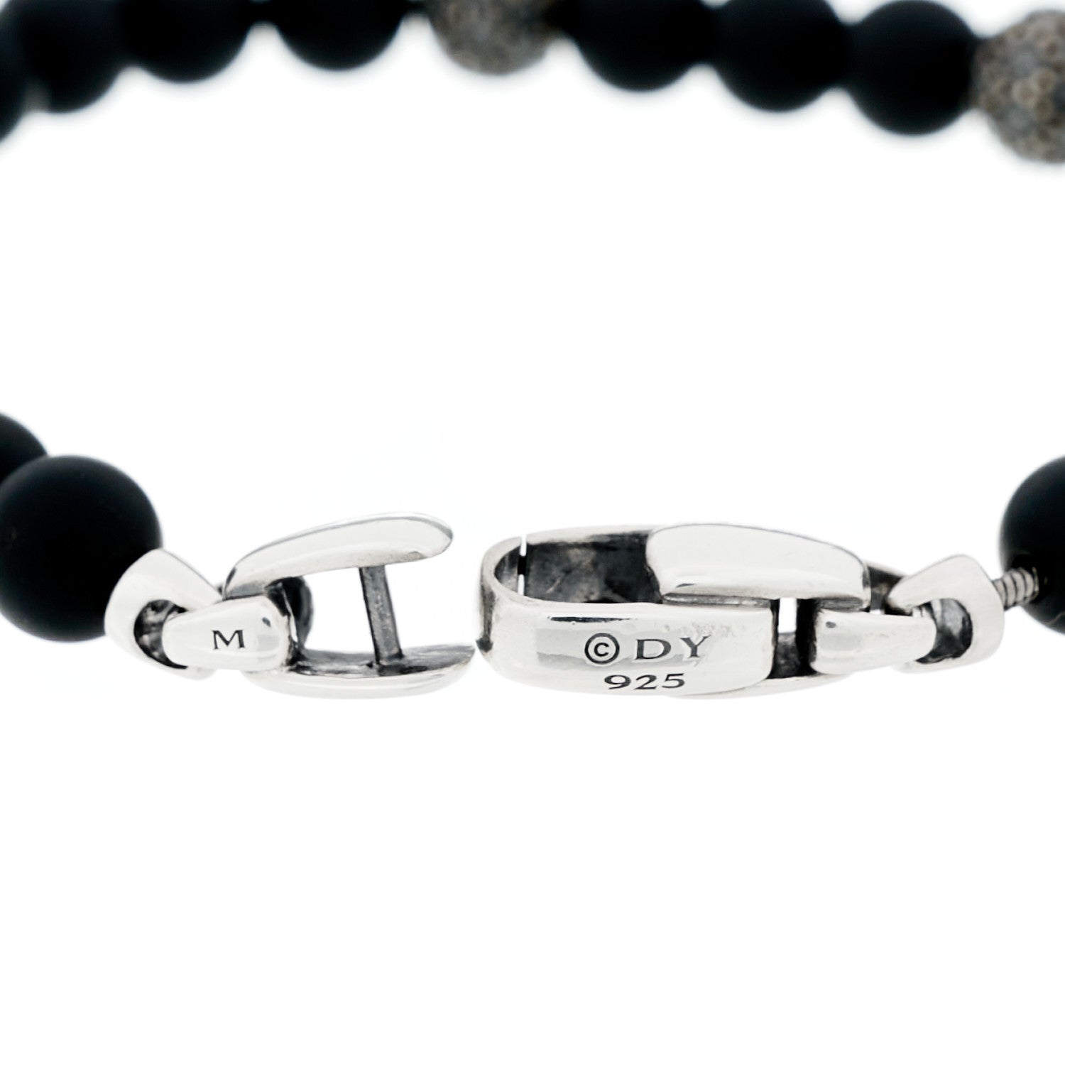 David Yurman Sterling Silver Black Diamond Black Onyx 6mm Spiritual Beads Bracelet 3 of 3