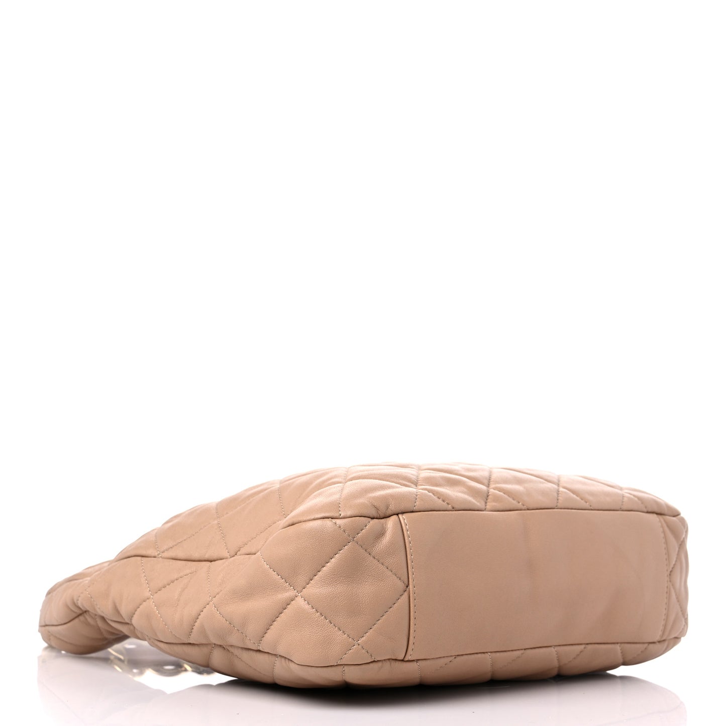Lambskin Quilted Large CC Funky Town Hobo Beige