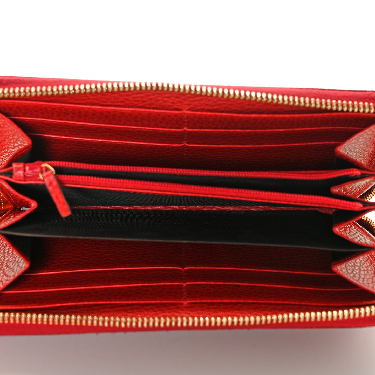 Dollar Calfskin GG Marmont Zip Around Wallet Hibiscus Red