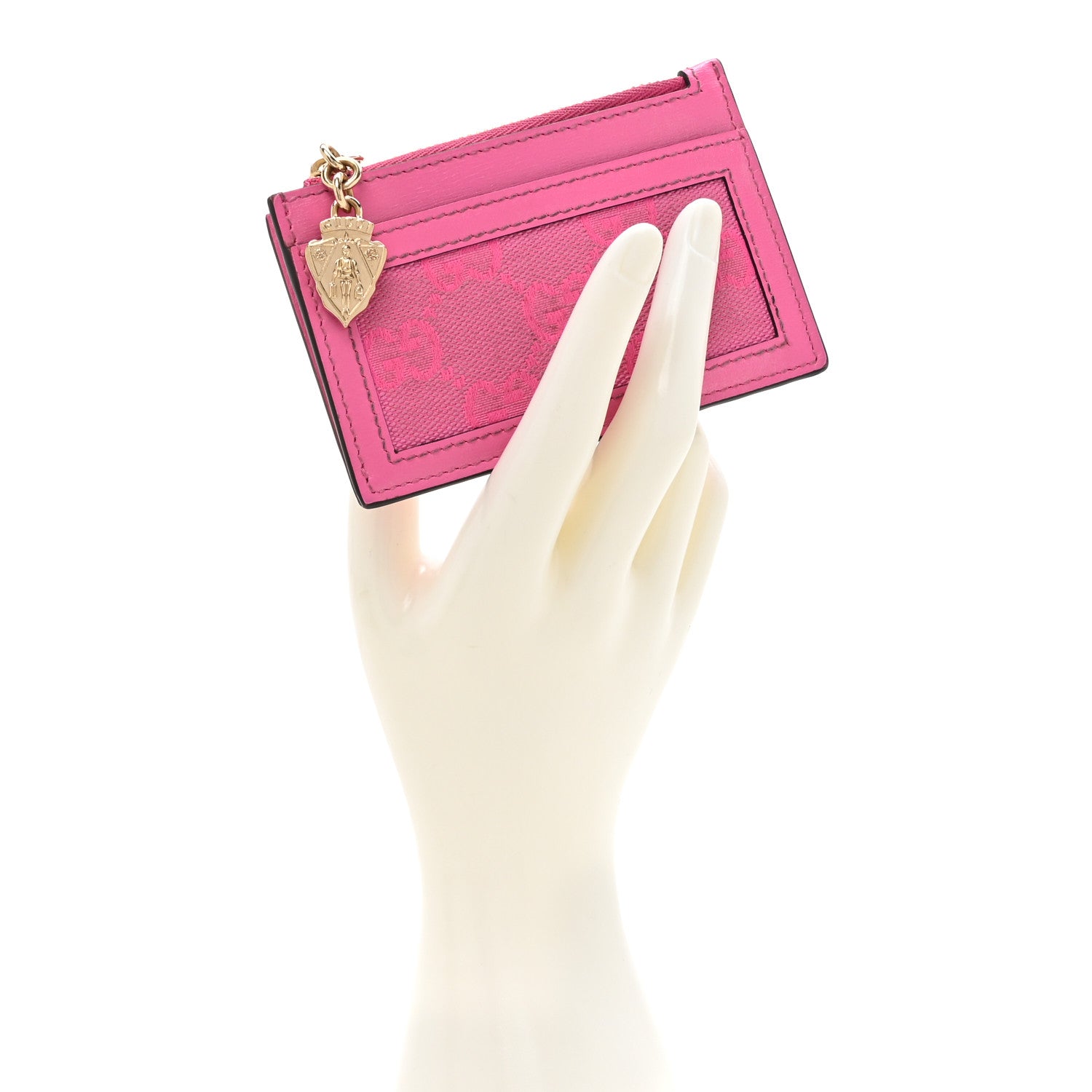 Gucci GG Monogram Scratch Lux Calfskin Luce Card Holder Wallet Blossom Rose Dark Blossom 2 of 11