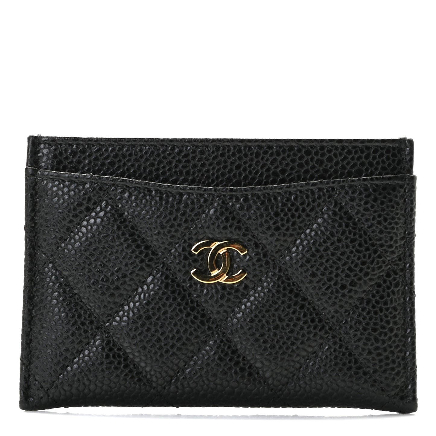 Caviar Quilted Card Holder Black