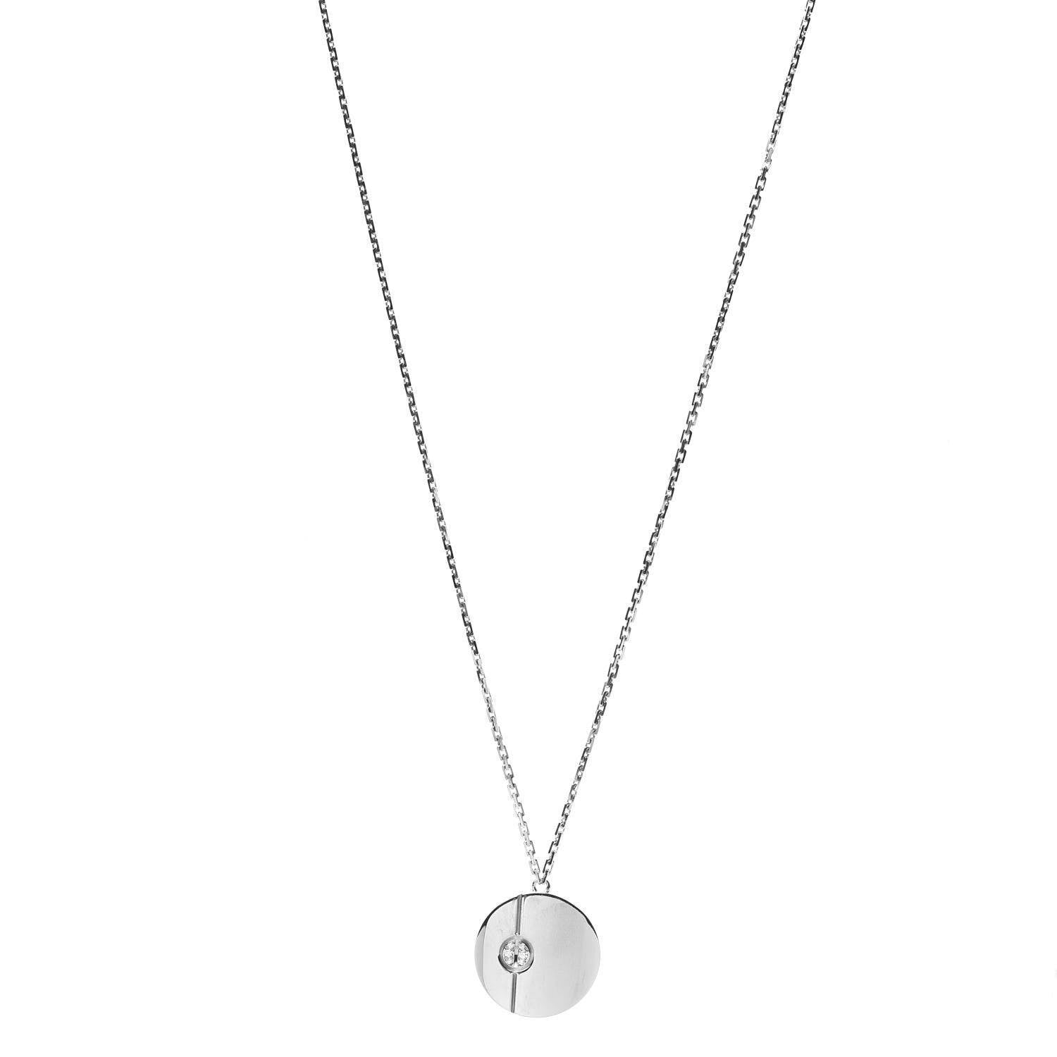 Cartier 18K White Gold Diamond LOVE Medallion Pendant Necklace 1 of 7